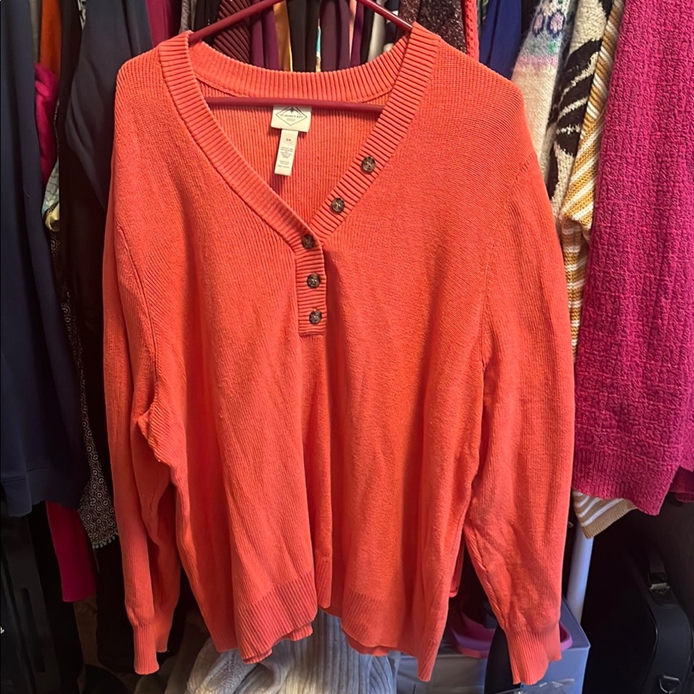 St John's Bay Orange V-Neck Sweater